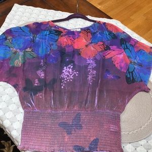 HANDKERCHIEF SHEER BUTTERFLY BLOUSE